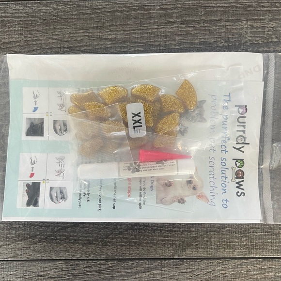 Purrdy Paws Dog Nail Caps - XXL - Gold Sparkles NWT - Picture 6 of 6